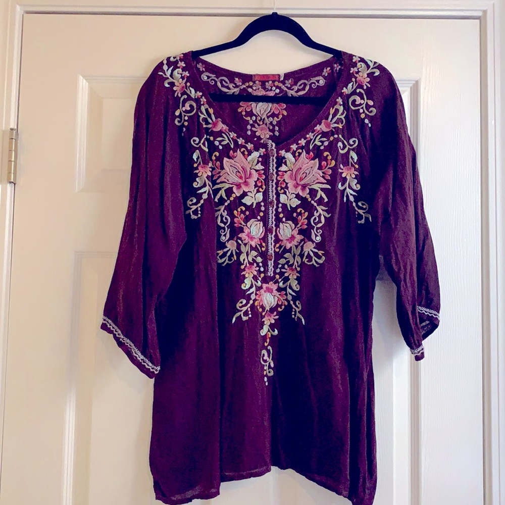 Johnny Was Burgundy Top